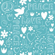 Hand-drawn seamless pattern with symbols of peace
