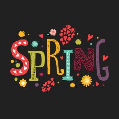 Vector lettering Spring with decorative flower elements