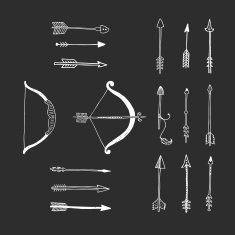 Vector Bow and arrow isolated tribal design ethnic style