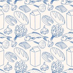 background with sketch different food