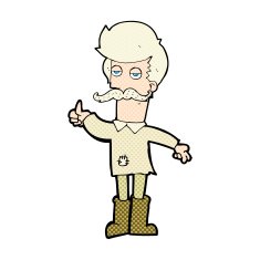comic cartoon old man in poor clothes N3
