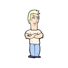 comic cartoon annoyed man with folded arms N6