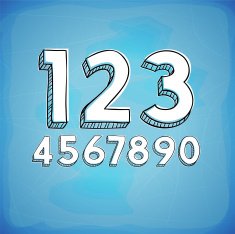 Doodle Style Vector Hand Drawn Digits