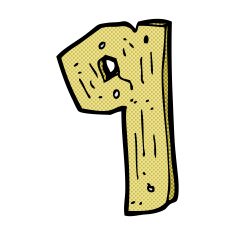 comic cartoon wooden number N17