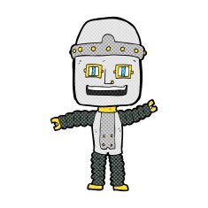 comic cartoon waving robot N7
