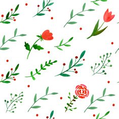 Watercolor floral seamless pattern N5
