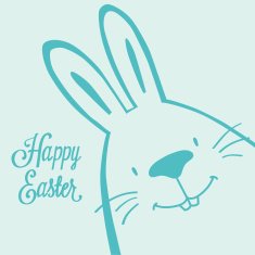 Cute bunny cartoon Easter postcard