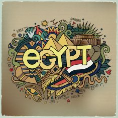 Egypt hand lettering and doodles elements background N5