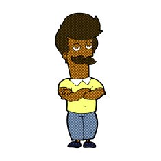 comic cartoon mustache muscle man N3