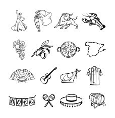 Spain black icon set