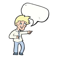 cartoon funny office man pointing with speech bubble N11