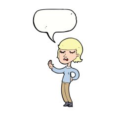 cartoon woman ignoring with speech bubble N32