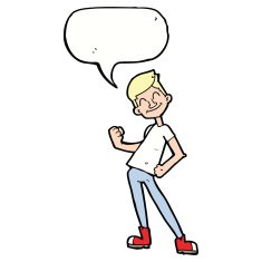 cartoon celebrating man with speech bubble N11