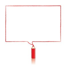 Red Pencil Drawing Rectangular Speech Balloon