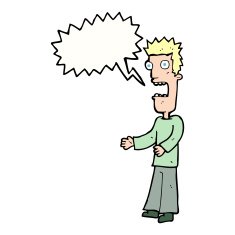 cartoon man freaking out with speech bubble N12