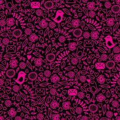 Seamless pattern with cute birds in pink