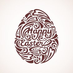 Abstract Happy Easter Lettering in Form of Egg