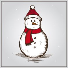 hand drawn snowman -christmas background