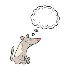 cartoon dog with thought bubble N66