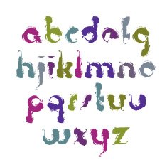 Vector smear hand-painted small letters isolated on white
