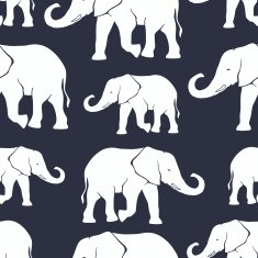 Seamless pattern with hand drawn silhouette elephants N9
