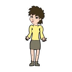 cartoon woman shrugging shoulders N729