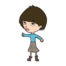 cartoon woman giving thumbs up symbol N101