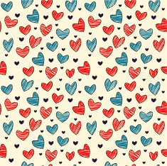 Hand draw hearts seamless background