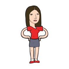 cartoon woman with hands on hips N345