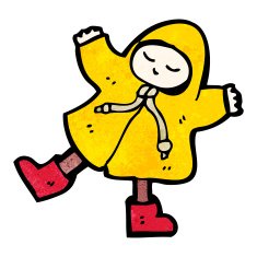 cartoon person in raincoat N8