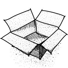 Doodle box package Shipping Sketch Black contour white background vector