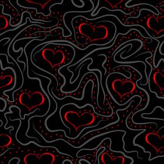 Dark seamless pattern with hearts