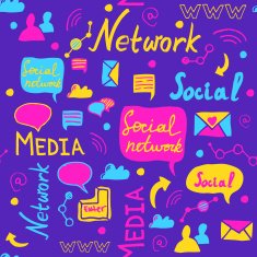 Seamless doddle pattern of social media sign