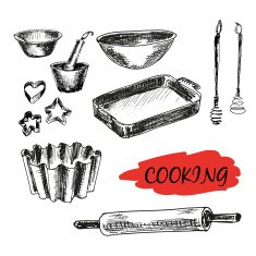 Set of kitchen utensils All baking