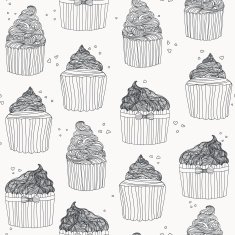 Beautiful seamless sweet pattern with muffins