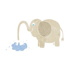 cartoon elephant squirting water N30