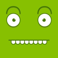Vector Cute Cartoon Green Funny Face