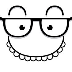 Vector Cute Cartoon White Face With Glasses