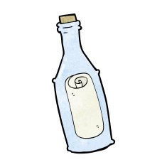 cartoon message in bottle N11