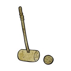 cartoon croquet mallet and ball N14