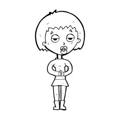 cartoon bored woman waiting N14