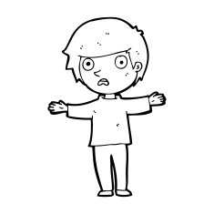 cartoon worried boy N45