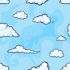 vector seamless pattern of clouds on blue background
