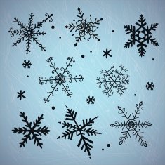 Doodle snowflakes Vector background