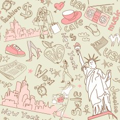 New York seamless doodles pattern N3