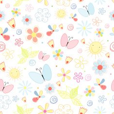 Abstract background doodle pattern with butterflies N3