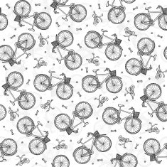 Hand drawn bicycles vector seamless pattern