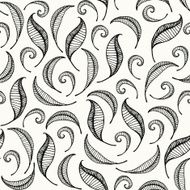 Decorative hand drawn seamless texture with curly leaves