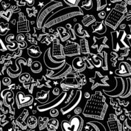 Seamless background with lips hearts
