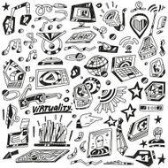 Technology devices Science - doodles